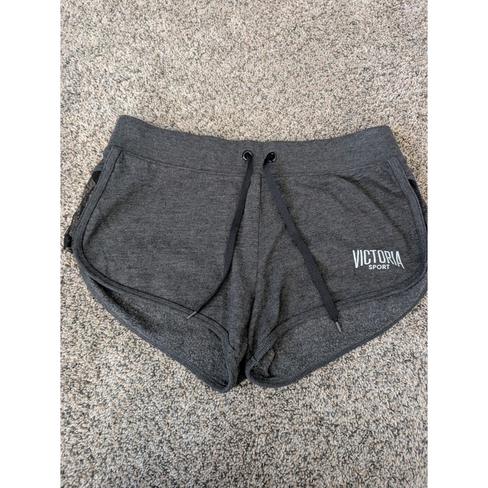Victoria Sport Womens Charcoal Gray Mesh Side Dolphin Athletic Shorts Size Small